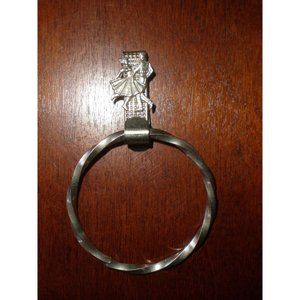 Vintage 2 1/2" Square Dance Chrome Scarf Holder With Belt Clip Attachment